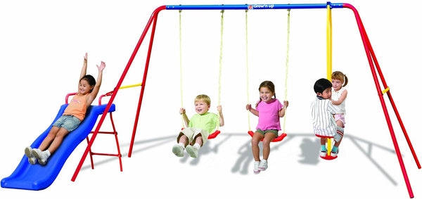 Advanced Triple Swing Set with Slide